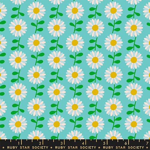 Field of Flowers in Turquoise ---  Flowerland by Melody Miller for Ruby Star Society -- Moda Fabric