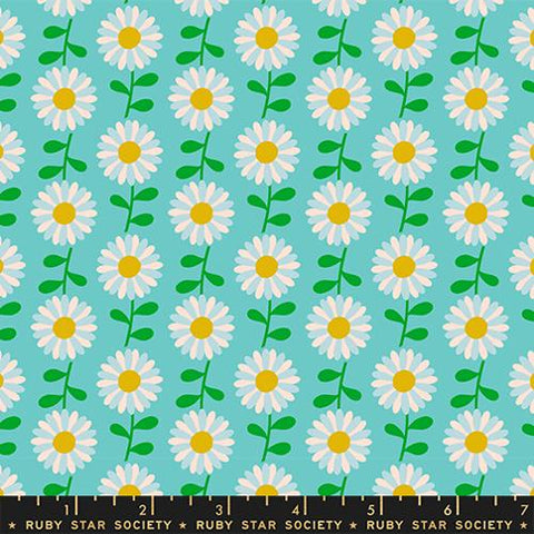 Field of Flowers in Turquoise ---  Flowerland by Melody Miller for Ruby Star Society -- Moda Fabric