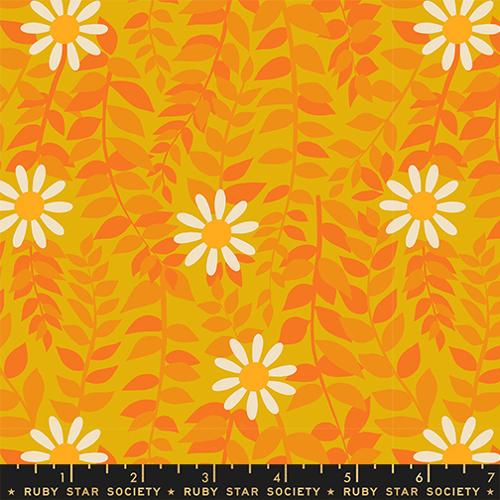 Daisies Vines in Goldenrod ---  Flowerland by Melody Miller for Ruby Star Society -- Moda Fabric