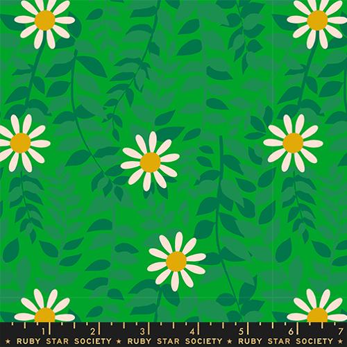 Daisies Vines in Verdant ---  Flowerland by Melody Miller for Ruby Star Society -- Moda Fabric