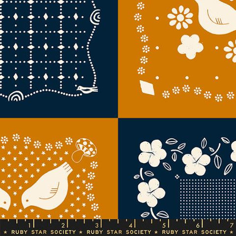 Birdseed Panel in Navy 24" x 44" --  Sugar Maple by Alexia Abegg for Ruby Star Society -- Moda Fabric