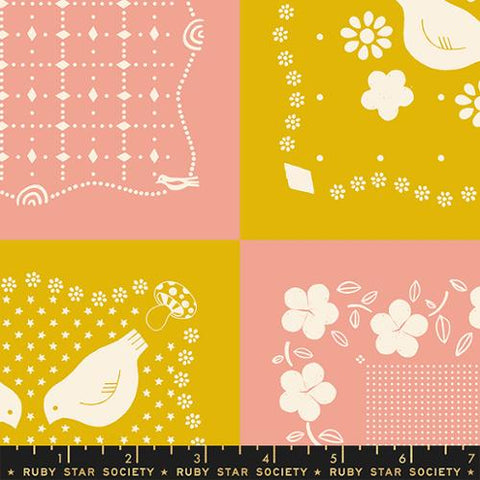 Birdseed Panel in Goldenrod 24" x 44" --  Sugar Maple by Alexia Abegg for Ruby Star Society -- Moda Fabric