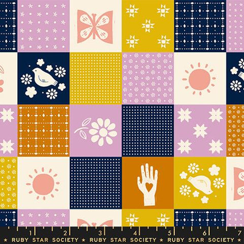 Songbird Patchwork in Navy-- Sugar Maple by Alexia Abegg for Ruby Star Society -- Moda Fabric