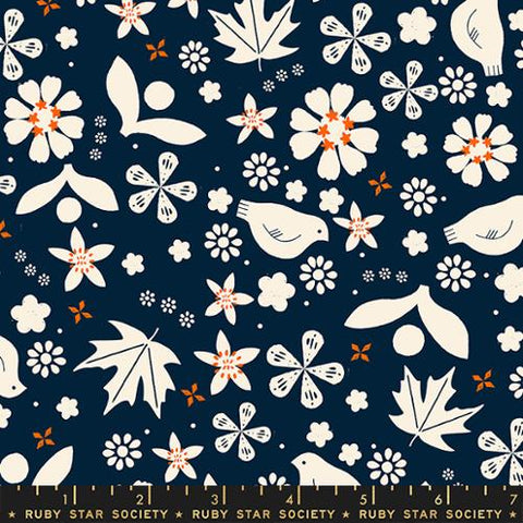 Pollinator in Navy -- Sugar Maple by Alexia Abegg for Ruby Star Society -- Moda Fabric
