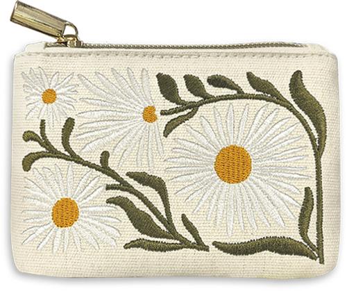 Embroidered Coin Bag  Flower Market Daisy -- Lady Jayne