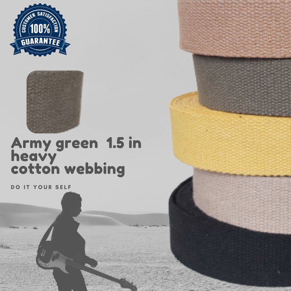 1.5" Army Green Heavy Cotton Webbing for Bag Belt