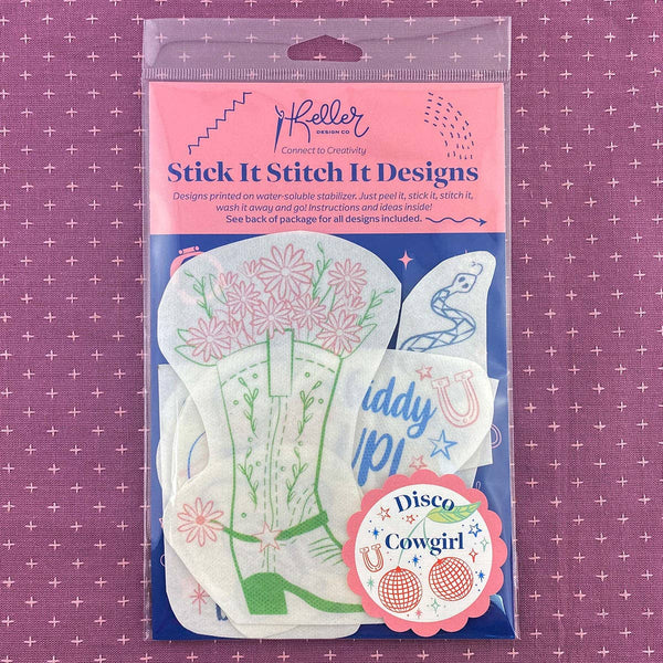 Stick It Stitch It Water Soluble Embroidery Patterns-Disco Cowgirl