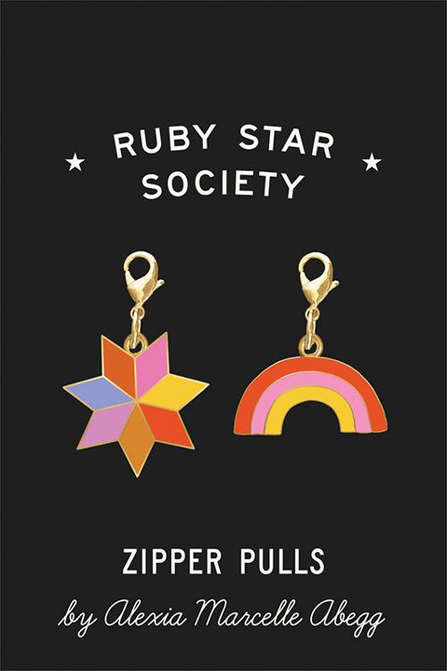 Alexia Abegg Zipper Pulls -- Quilt Star and Rainbow -- Ruby Star Society