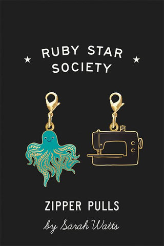 Sarah Watts Zipper Pulls -- Octopus & Sewing Machine -- Ruby Star Society