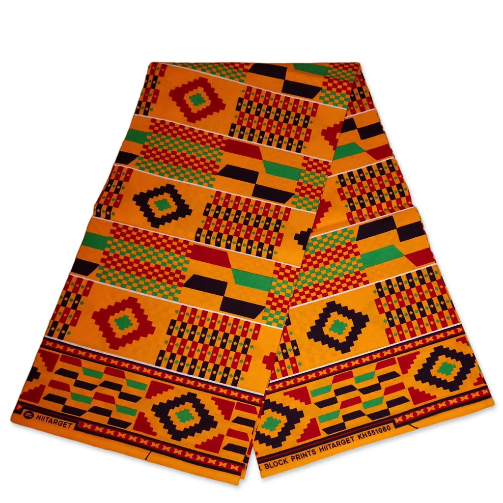 African Kente Print Fabric / Kente Ghana Wax Cloth KT-3117 - 100% Cotton -- African Fabs
