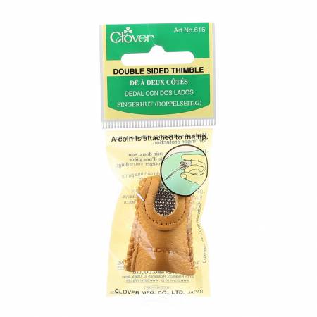 Double-Sided Leather Thimble with Metal Tip -- Clover