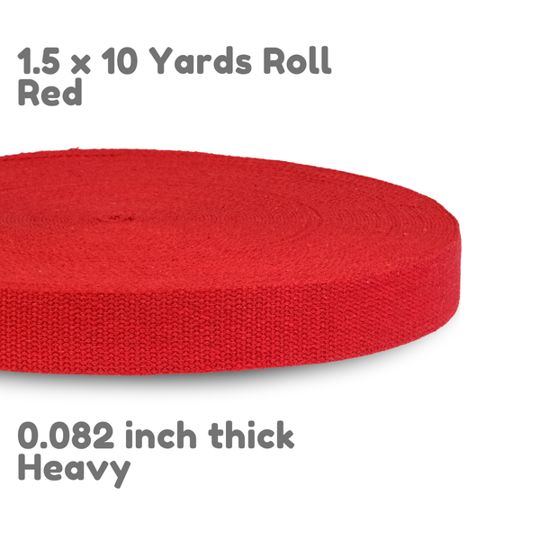 1.5" Red Heavy Cotton Webbing, Sewing Roll Handle
