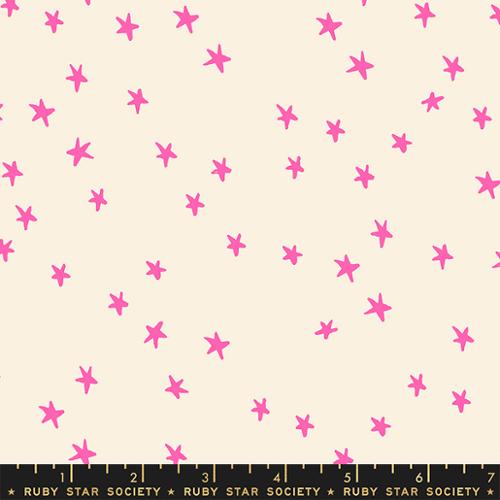 Neon Pink on Natural -- Starry by Alexia Abegg for Ruby Star Society -- Moda Fabric