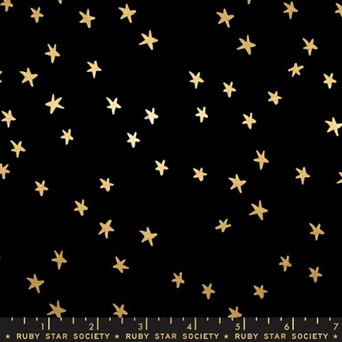 Gold Metallic on Black -- Starry by Alexia Abegg for Ruby Star Society -- Moda Fabric
