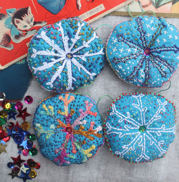 DIY Embroidered Snowflakes Ornaments