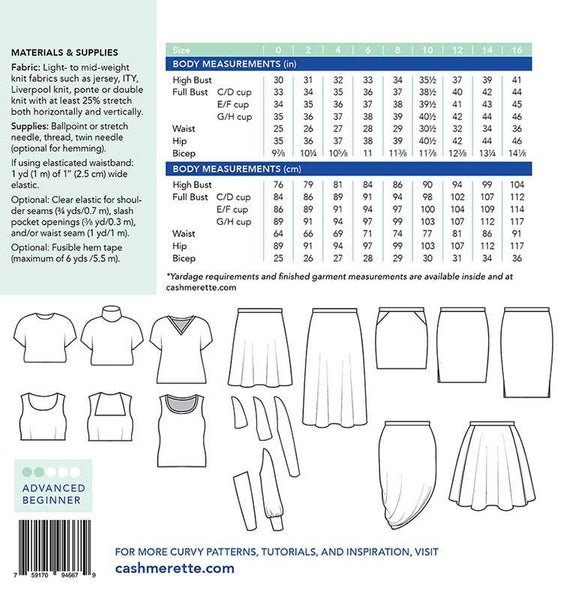 Grafton Dress, Top & Skirt 0-16 by Cashmerette