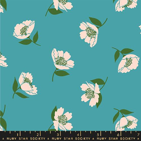 Fluttering Florals in Dark Turquoise -- Juicy by Melody Miller -- Ruby Star Society -- Moda Fabrics