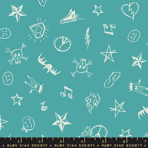 Groupie Doodles in Succulent -- Teddy And The Bears --  Sarah Watts for Ruby Star Society -- Moda Fabrics