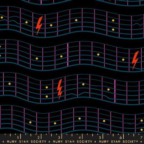 Fretboard in Black -- Teddy And The Bears --  Sarah Watts for Ruby Star Society -- Moda Fabrics