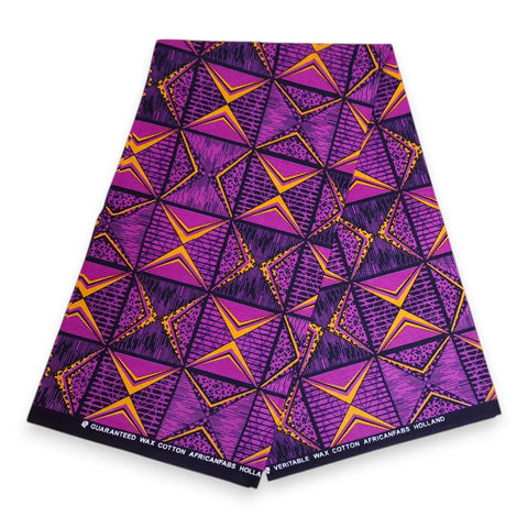 African Print Fabric - Purple & Yellow African Prism - 100% Cotton