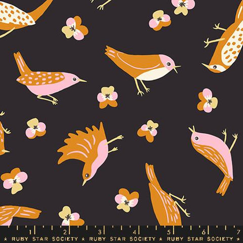 Migration Birds in Soft Black -- Bird Is The Word by Kim Kight -- Ruby Star Society -- Moda Fabrics