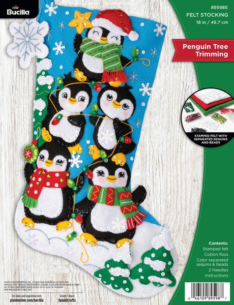 Bucilla ® Seasonal Felt Stocking Kit - Penguin Tree Trimming