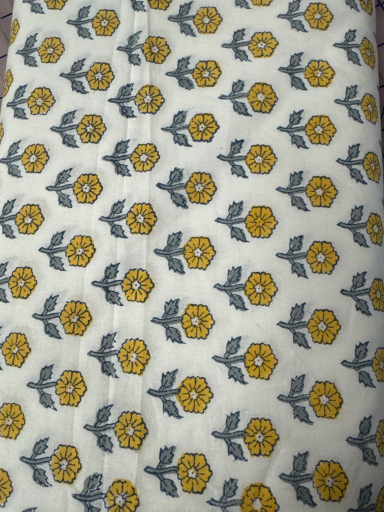Indian Block Prints Cottage: Flowerling in Yellow -- Fableism