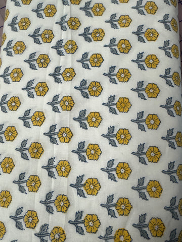 Indian Block Prints Cottage: Flowerling in Yellow -- Fableism