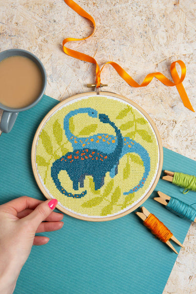 Diplodocus Cross Stitch Kit | Beginner Craft Kit