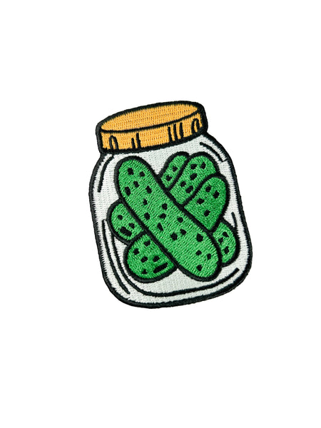 Pickle Jar Patch Funny Food Embroidered Iron On Hat Totes