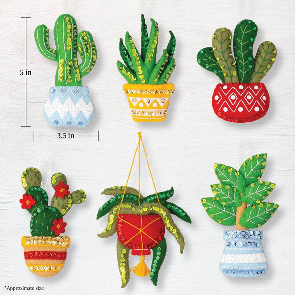 Bucilla Holiday Houseplants Felt Ornament Kit set of 6