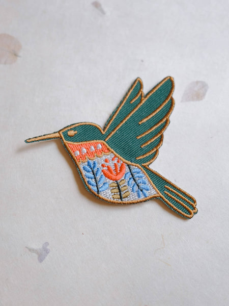 Hummingbird Iron-On Patch (New Size 2.63” x  2.75”)