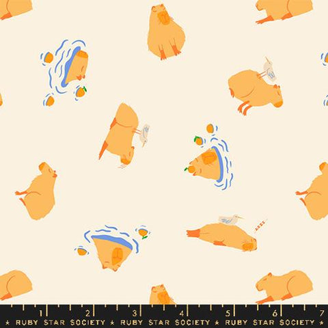Capybara in Natural --- Animal Animal by Ruby Star Society -- Moda Fabric