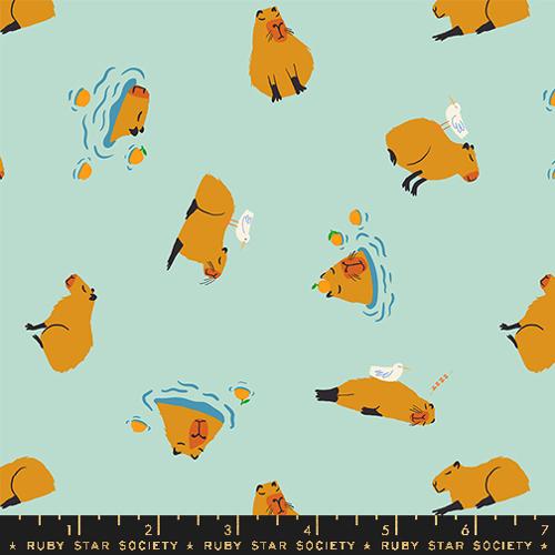Capybara in Minty --- Animal Animal by Ruby Star Society -- Moda Fabric