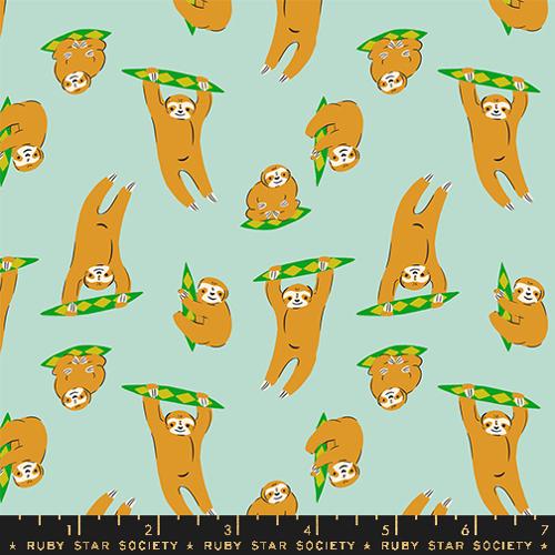 Sloth in Minty --- Animal Animal by Ruby Star Society -- Moda Fabrics