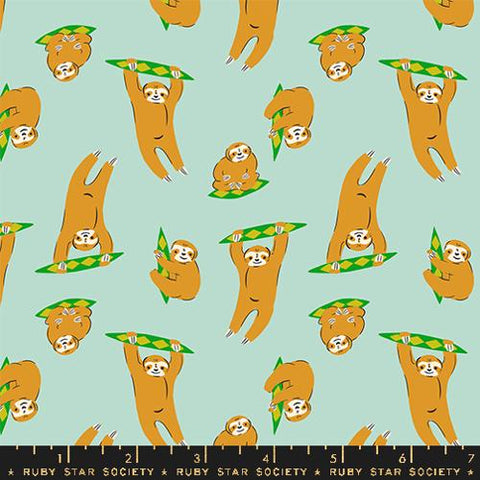 Sloth in Minty --- Animal Animal by Ruby Star Society -- Moda Fabrics