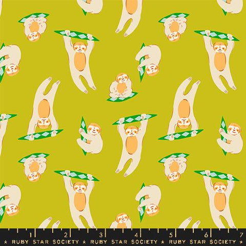 Sloth in Pistachio --- Animal Animal by Ruby Star Society -- Moda Fabrics