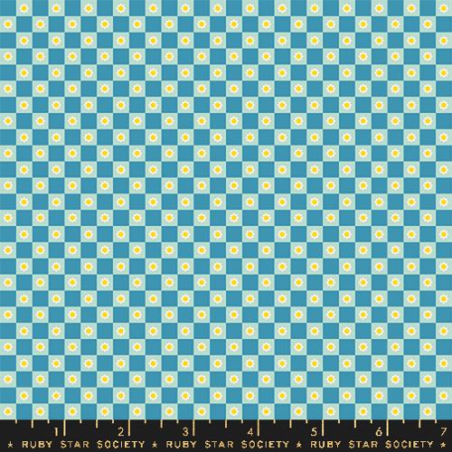 Flower Check in Vintage Blue --- Animal Animal by Ruby Star Society -- Moda Fabrics
