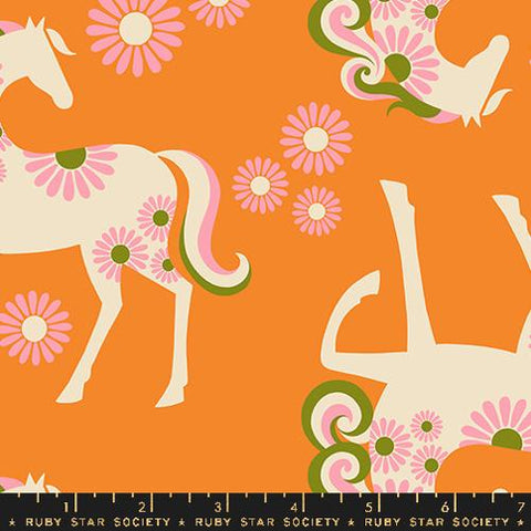 Carousel Horse Canvas in Burnt Orange --- Carousel by Melody Miller--  Ruby Star Society -- Moda Fabrics
