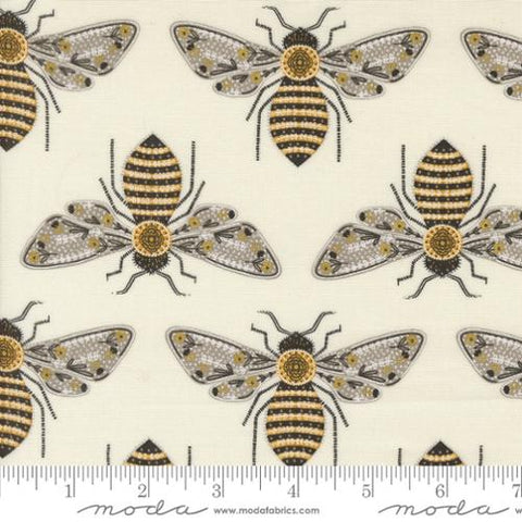 Bumblebee in Metallic Porcelain -- Bee Garden by Gingiber -- Moda Fabrics