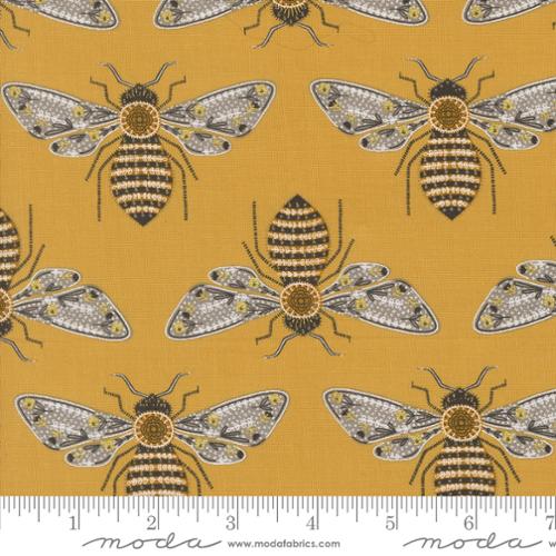 Bumblebee in Metallic honey -- Bee Garden by Gingiber -- Moda Fabrics