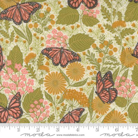 Summer Butterfly  in Metallic Porcelain-- Bee Garden by Gingiber -- Moda Fabrics