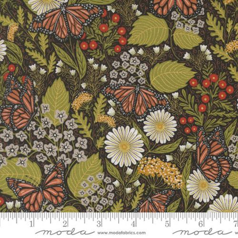 Summer Butterfly  in Metallic Black -- Bee Garden by Gingiber -- Moda Fabrics