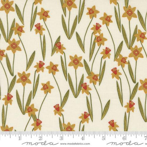 Darling Daffodils in Metallic Porcelain -- Bee Garden by Gingiber -- Moda Fabrics