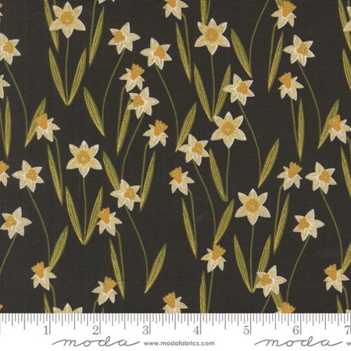 Darling Daffodils in Metallic Black  -- Bee Garden by Gingiber -- Moda Fabrics