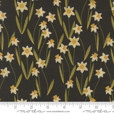 Darling Daffodils in Metallic Black  -- Bee Garden by Gingiber -- Moda Fabrics