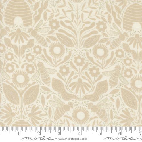 Beehive Melody Damask in Porcelain  -- Bee Garden by Gingiber -- Moda Fabrics