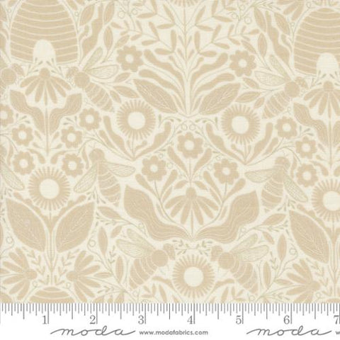 Beehive Melody Damask in Porcelain  -- Bee Garden by Gingiber -- Moda Fabrics
