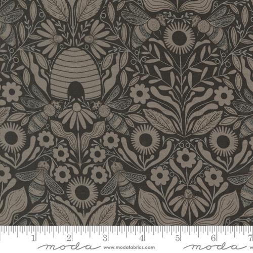 Beehive Melody Damask in Black -- Bee Garden by Gingiber -- Moda Fabrics