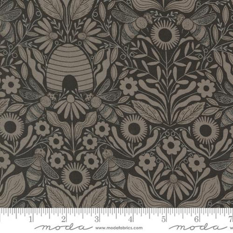 Beehive Melody Damask in Black -- Bee Garden by Gingiber -- Moda Fabrics
